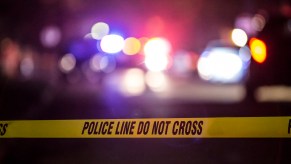 A crime scene with police cars