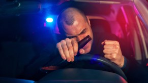 A drunk driver being stopped by police