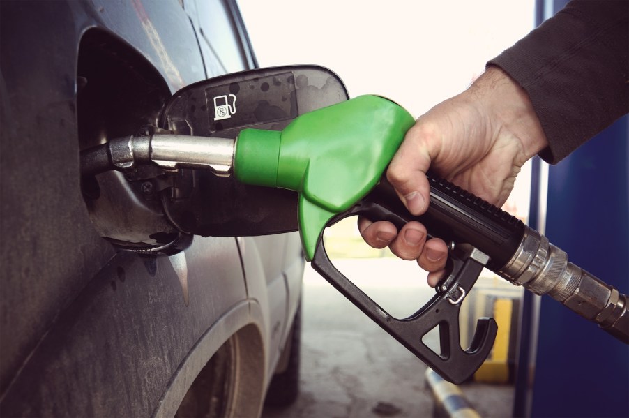 A person getting gas