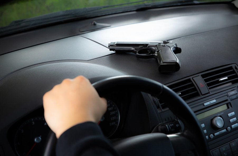 Handgun on dashboard of Florida man's SUV during road rage incident
