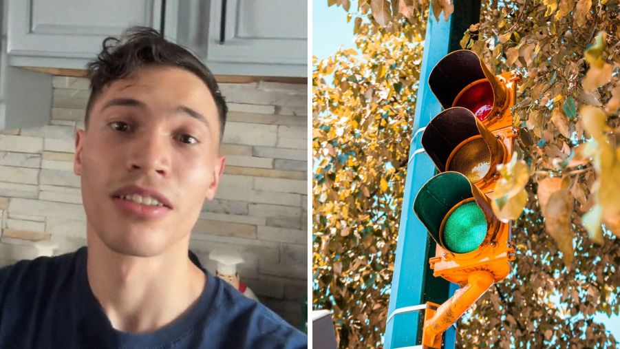 Man shares culture shock when he moves to Dallas (l) traffic lights (r)