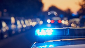 Police lights in traffic