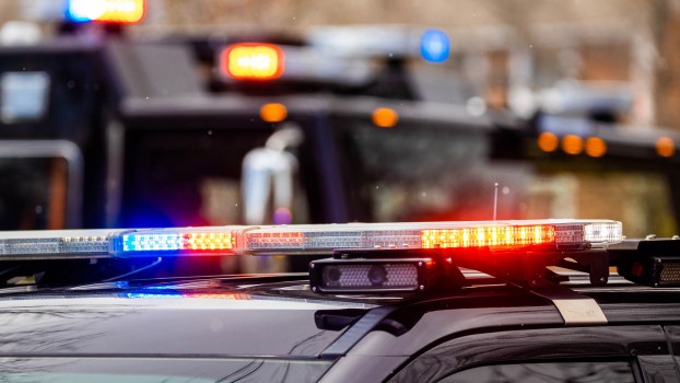 Police cars with their lights on