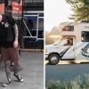 Man shares crazy work story (l) Caravan on the road (r)