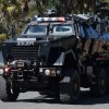A SWAT team truck on the street