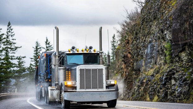 A semi-truck on the road