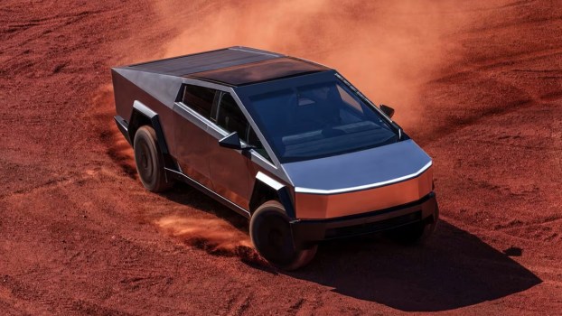 The Tesla Cybertruck in dirt