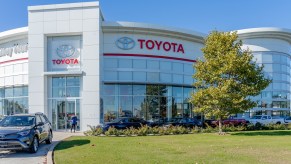 A Toyota dealership on a sunny day