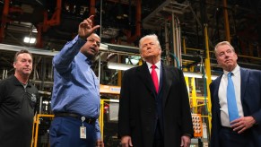 Trump visiting the Ford F-150 plant