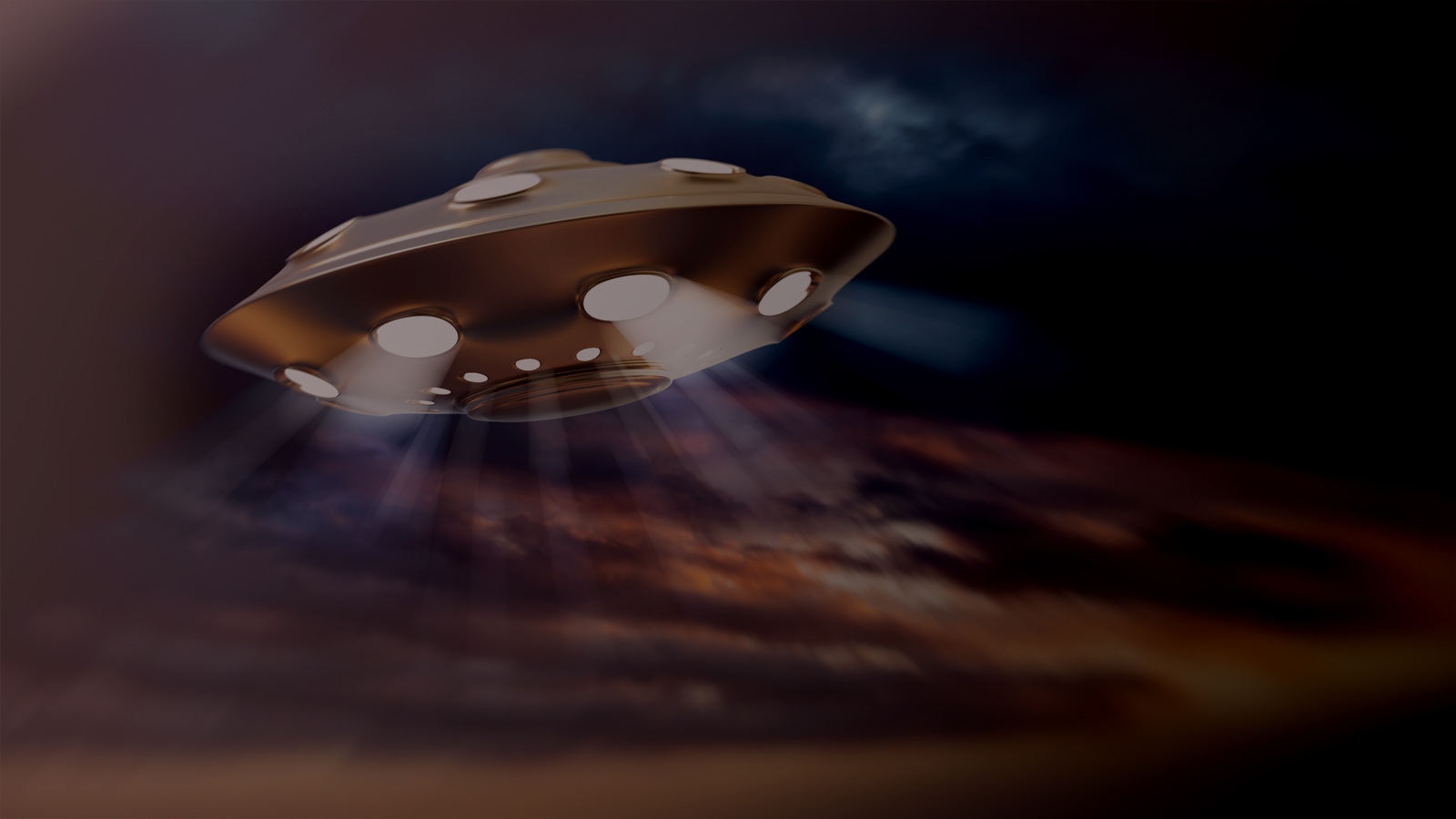 UFO-alien-flying-saucer-in-evening-night-sky