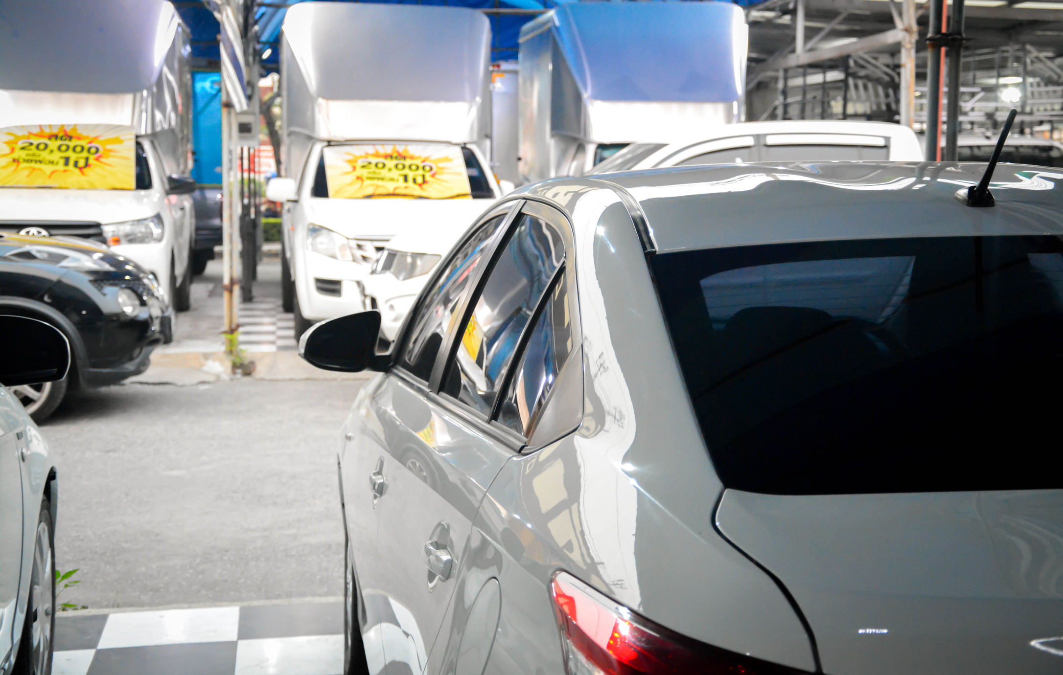 Used cars at a dealership