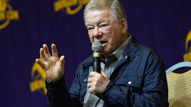 William Shatner talking on stage