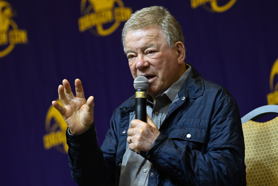 William Shatner talking on stage