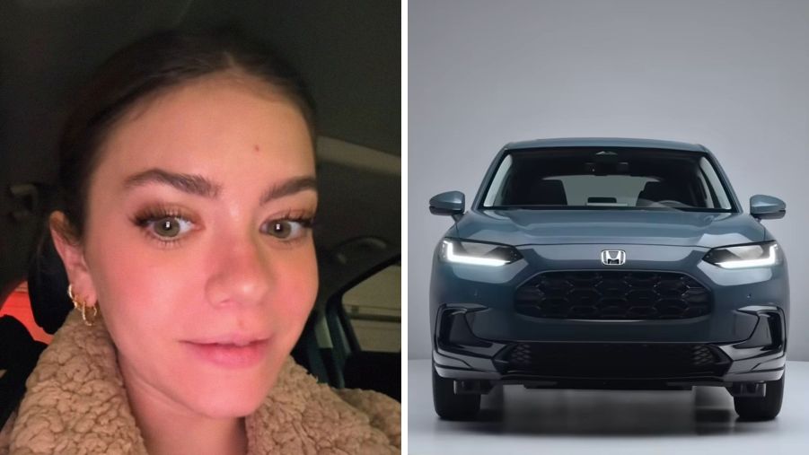 Woman shares car noise and issues (l) gray honda HR-V (r)