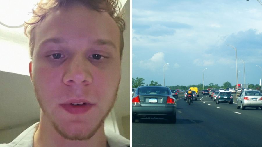 Man shares high way encounters (l) car on the highway (r)