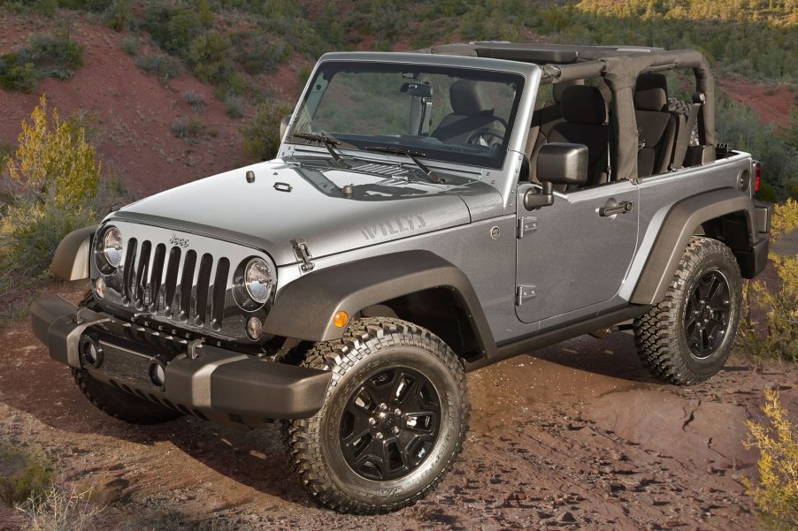 A 2016 Jeep Wrangler off-roading