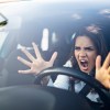An angry woman driving