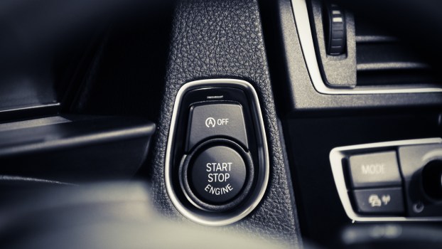An auto start-stop button in a car