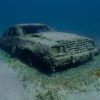 A car submerged under water