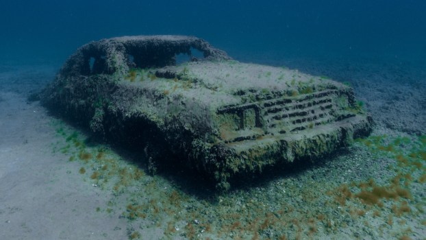 A car submerged under water