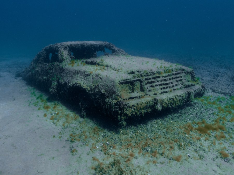 A car submerged under water