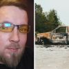 Man shares car accident he saw (l) burnt truck (r)