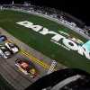 Overhead view of the NASCAR Cup cars at Daytona International Speedway in 2026