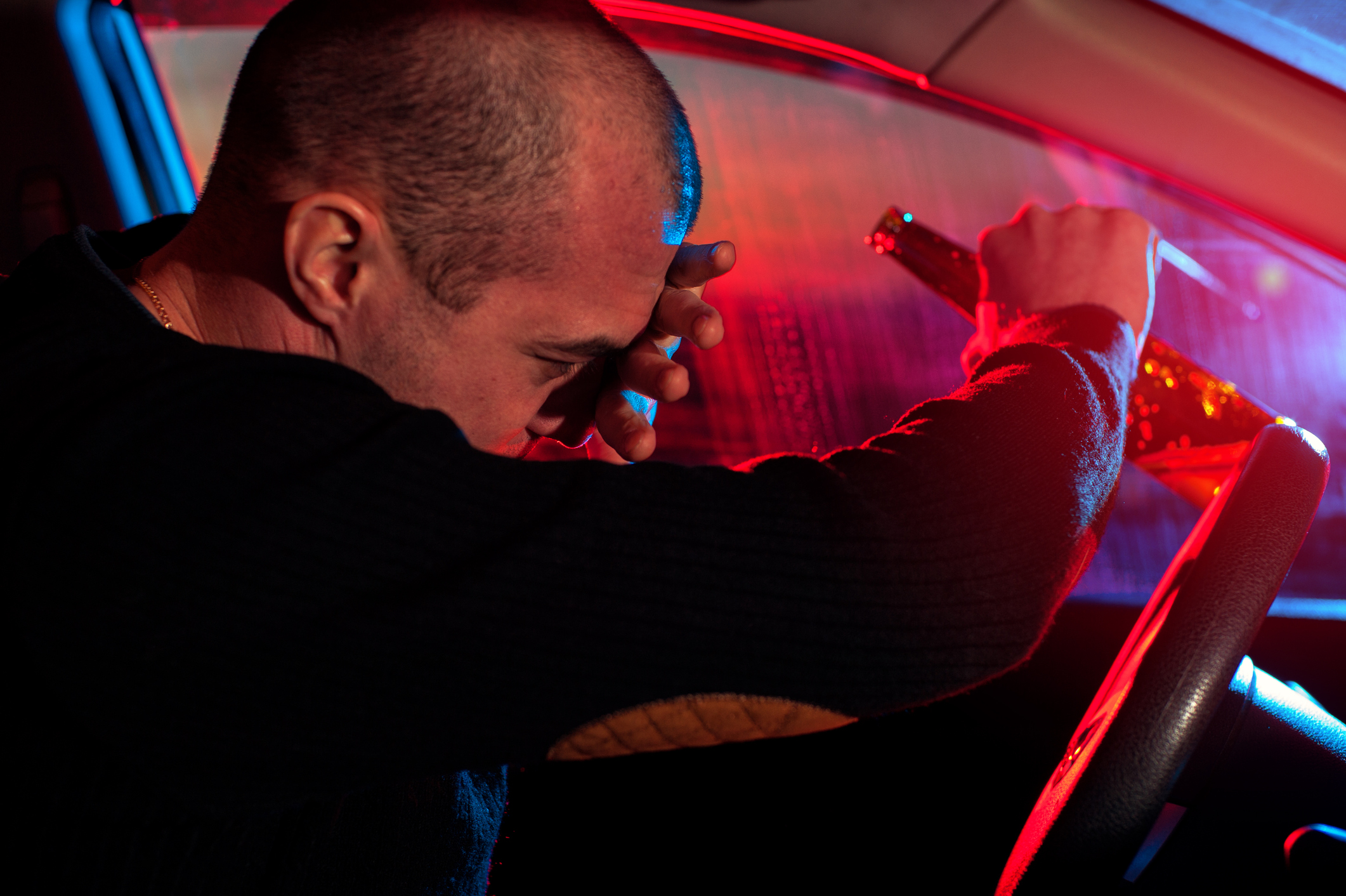 A drunk driver being stopped by police