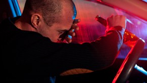 A drunk driver being stopped by police