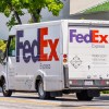 A FedEx truck on the road