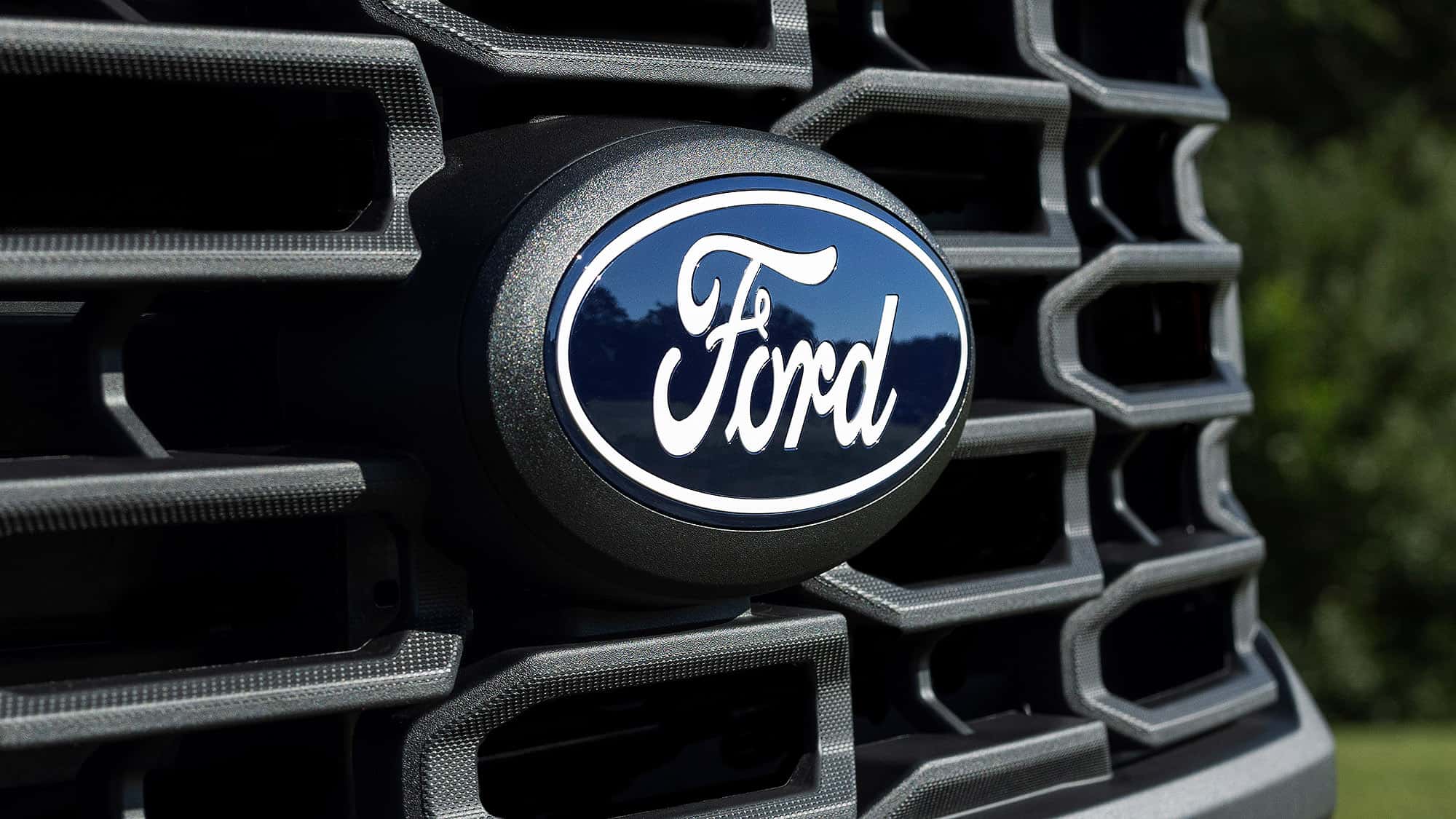 The Ford logo on a grille