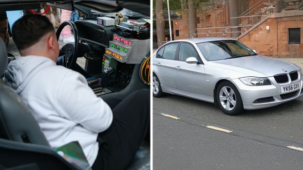 Mechanic checks cars dashboard (l) 2006 BMW E90 (r)
