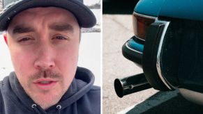 Man shares car tips for buyers (l) vehicle tailpipe (r)