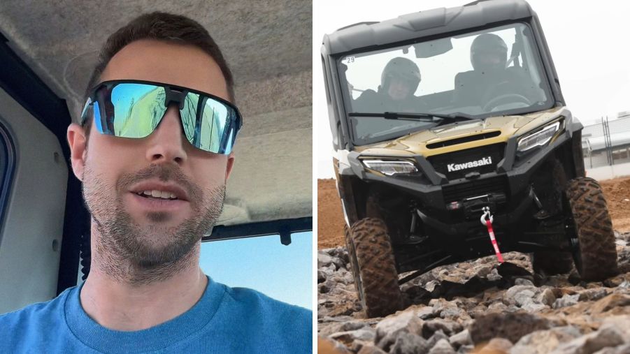 Man shares car purchase (l) Kawasaki Rindge on the go (r)