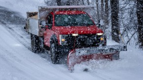 A plow truck clearing snow