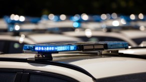 Police cars with lights on top