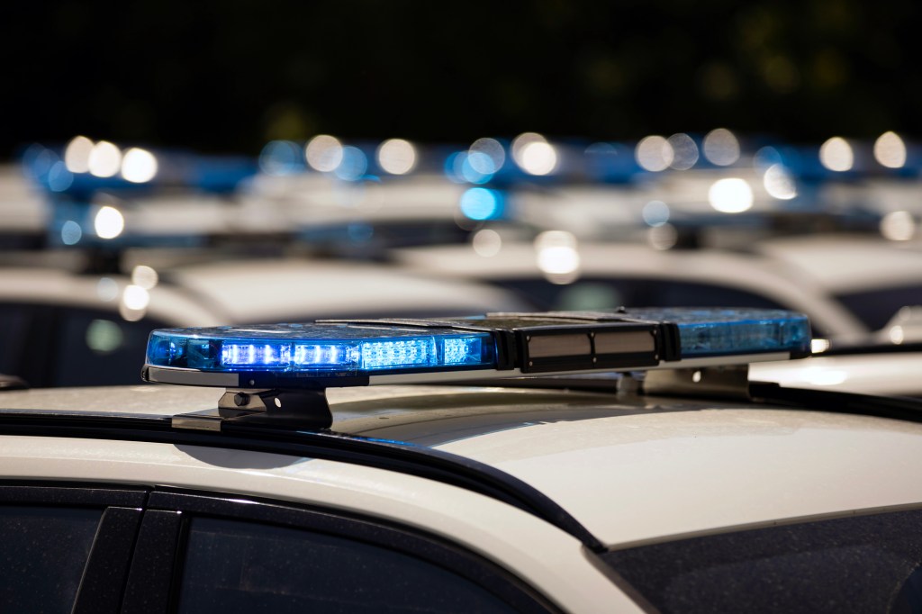 Police cars with lights on top