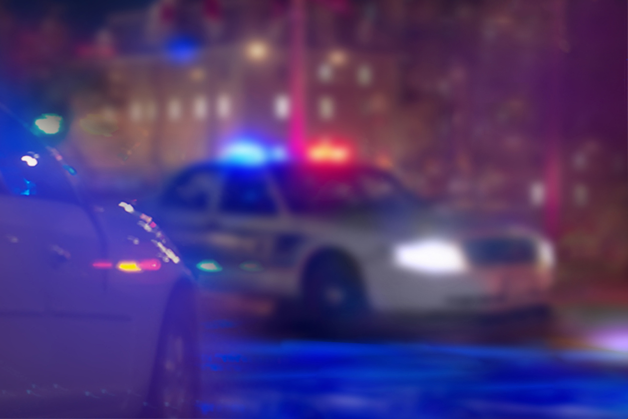 A police car at night