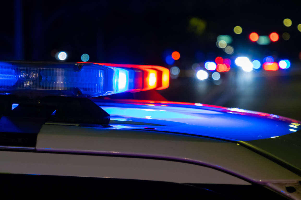 Police lights at night