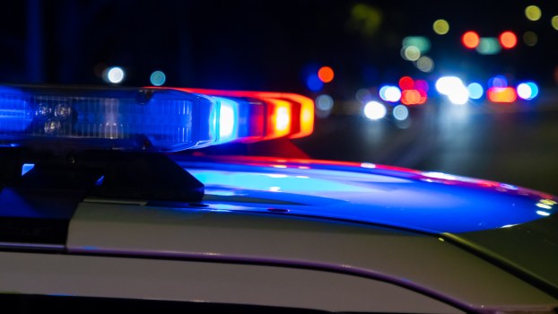 Police lights at night