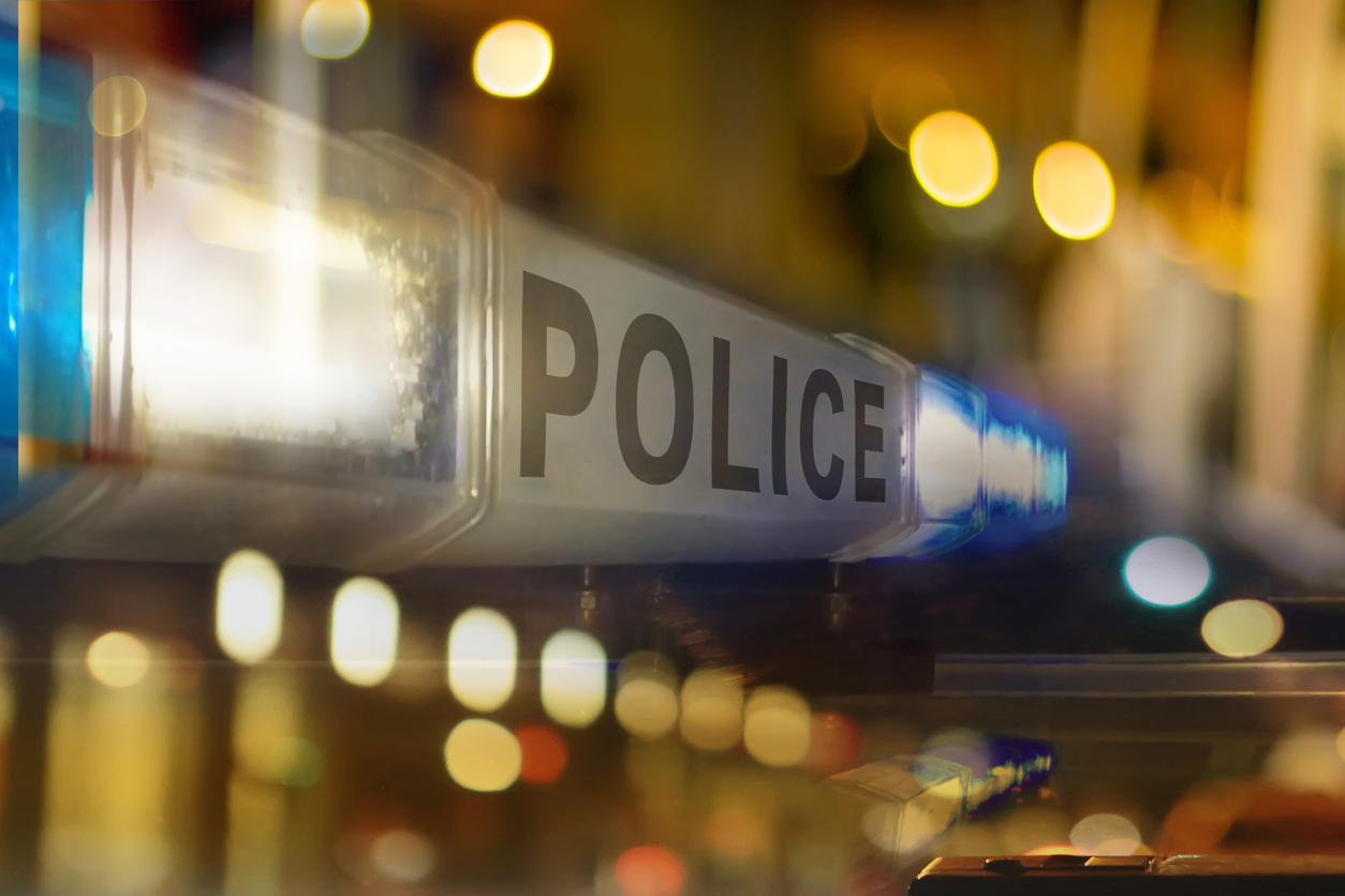 Police lights on a car