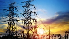 A power substation at dusk