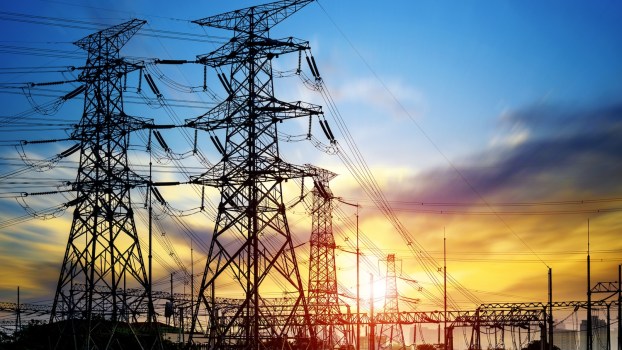 A power substation at dusk