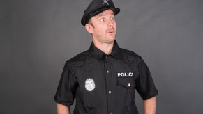 A surprised police officer