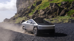 The Tesla Cybertruck in gravel