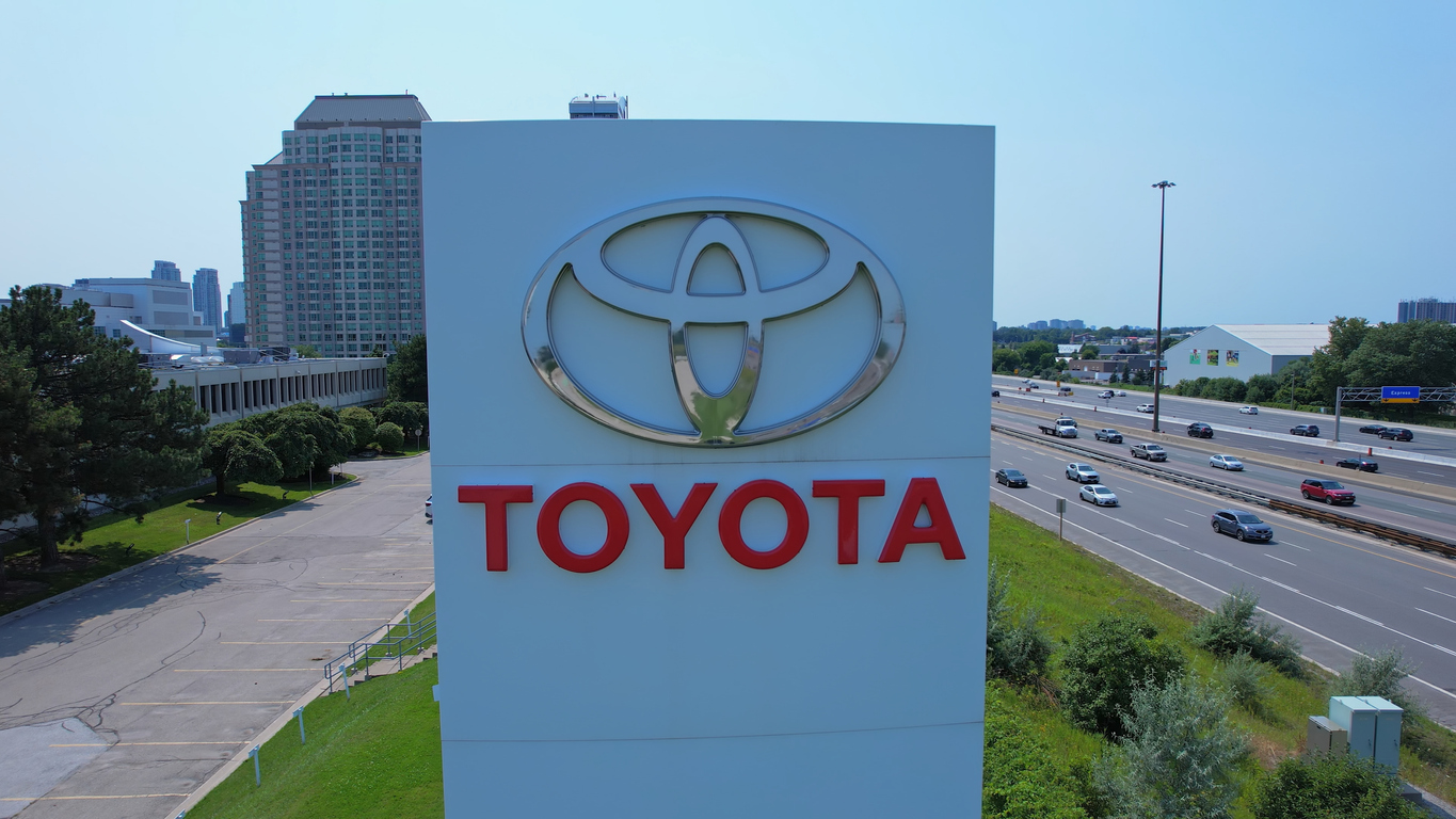 A Toyota sign in a city