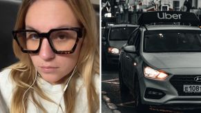 Woman shares uber scam issue (l) Uber car (r)