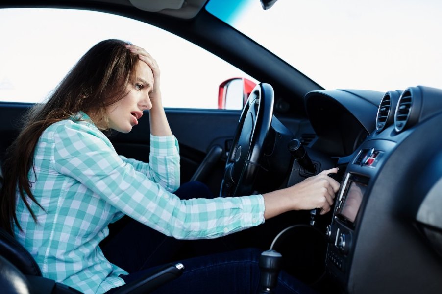 Driver tries to start an unreliable new car.