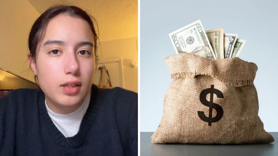 Woman shares mechanic issue (l) money to pay (r)