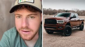 Man shares car features (l) RAM truck (r)